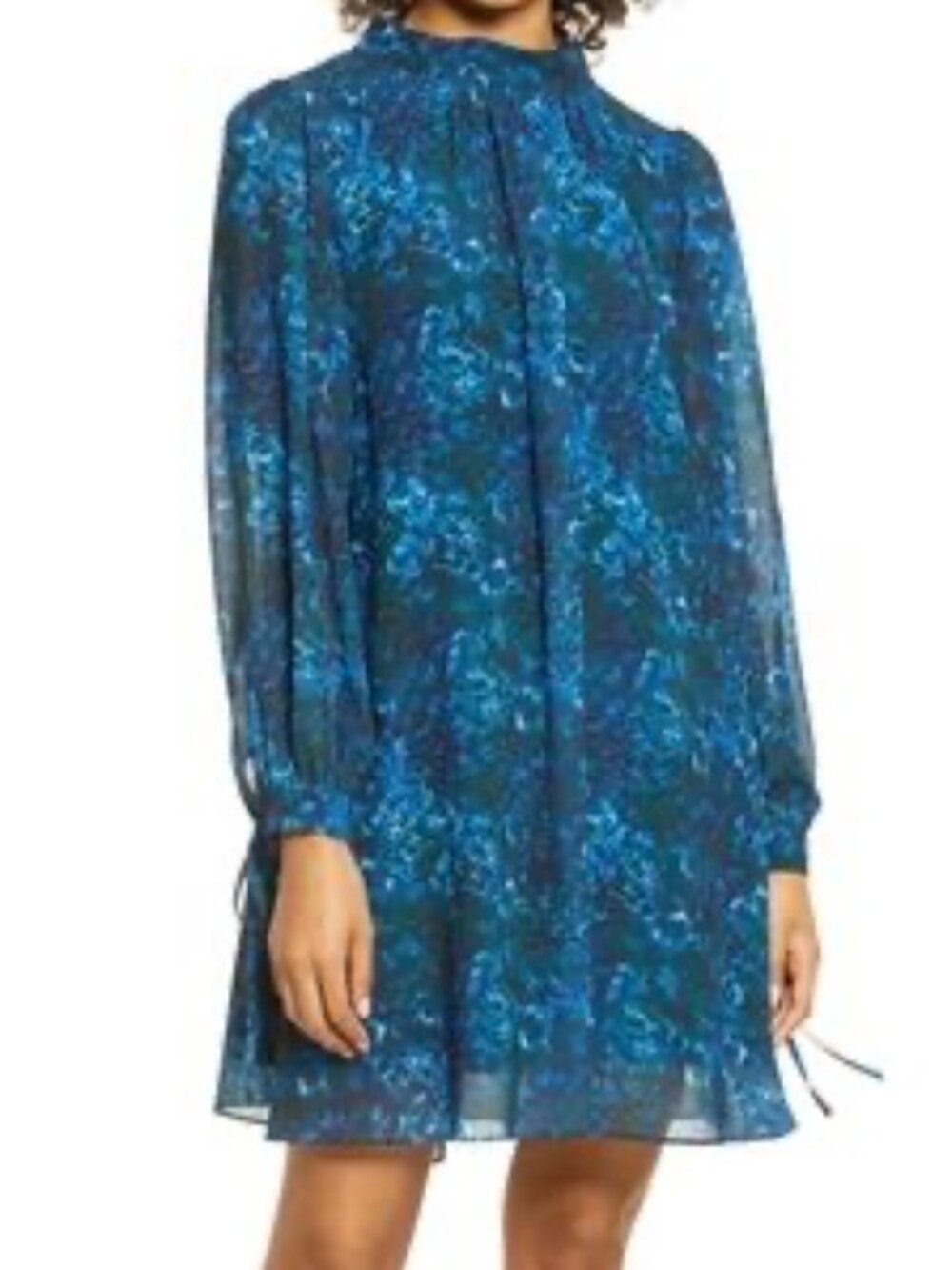 Badgley Mischka Mark + James Blue Floral Flowy Swing Dress Women's size 8